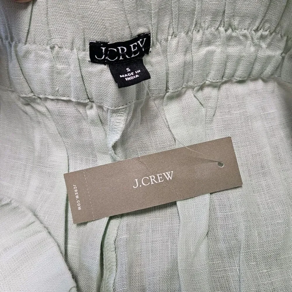 J. Crew Tropez Shorts In Linen Sheer Mint Light Green Women's Small Resortwear
